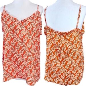*NWT* LOFT Floral Ruffle Satin Cami in Color- Habanero‎ Orange